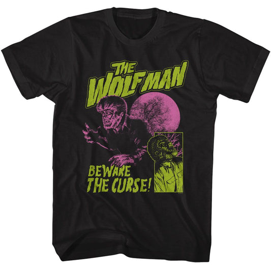 Universal Monsters - Beware The Curse - American Classics - Solid Black Adult Short Sleeve T-Shirt