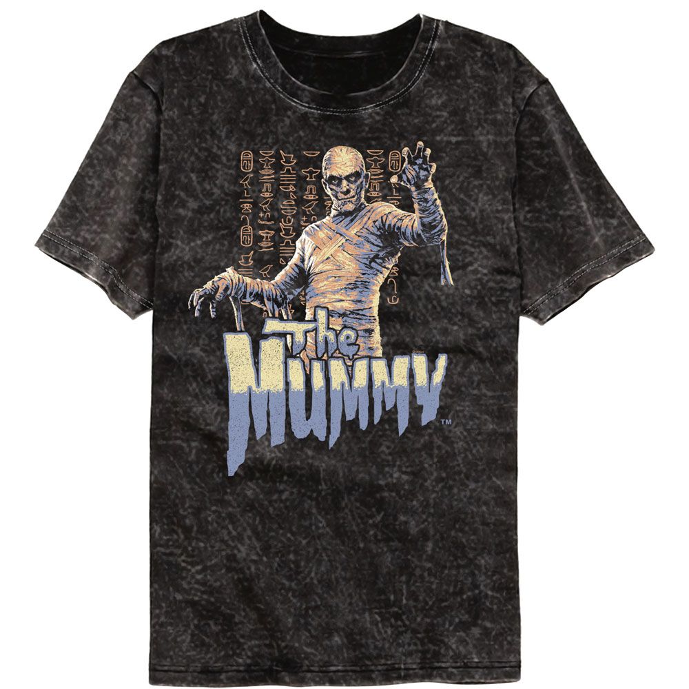 Universal Monsters - Multitone Mummy - American Classics - Solid Black Adult Short Sleeve Mineral Wash T-Shirt (Image 1)