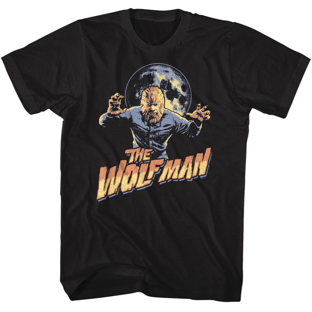 Universal Monsters - Multitone Wolfman - American Classics - Solid Black Adult Short Sleeve T-Shirt (Image 1)