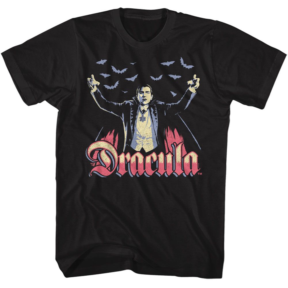 Universal Monsters - Multitone Dracula - American Classics - Solid Black Adult Short Sleeve T-Shirt (Image 1)
