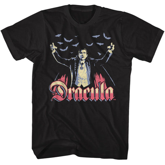 Universal Monsters - Multitone Dracula - American Classics - Solid Black Adult Short Sleeve T-Shirt (Image 1)