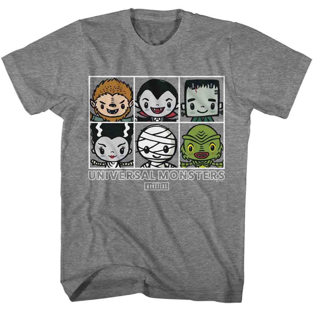 Universal Monsters - Squares - American Classics - Gray Front Print Adult Short Sleeve T-Shirt (Image 1)