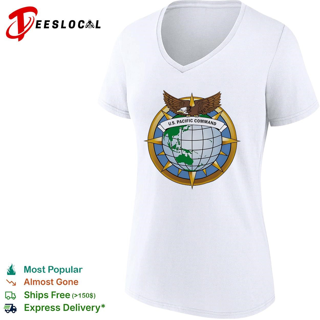 US Pacific Command eagle and globe compass star emblem badge graphic shirt