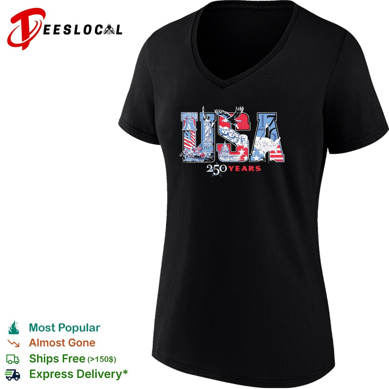 USA 250 years Statue of Liberty flag fireworks patriotic shirt