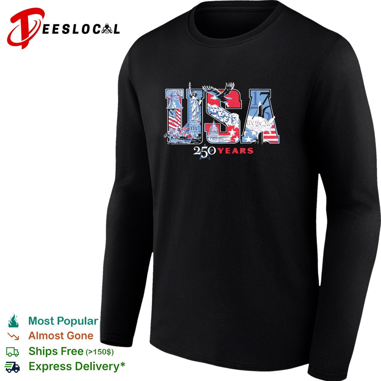 USA 250 years Statue of Liberty flag fireworks patriotic shirt