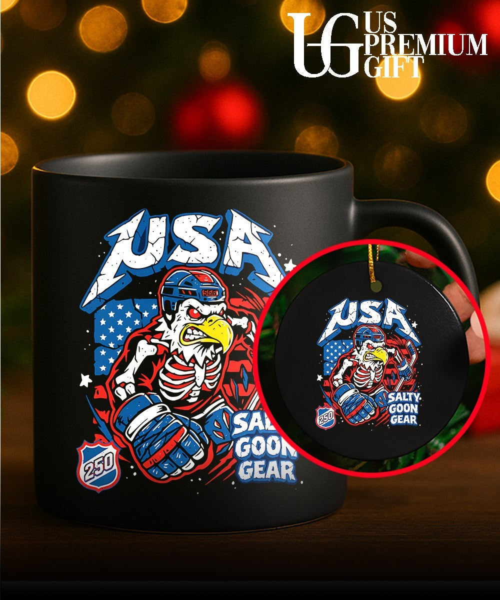 USA Hockey Skeleton Eagle Salty Goon Gear 250 shirt