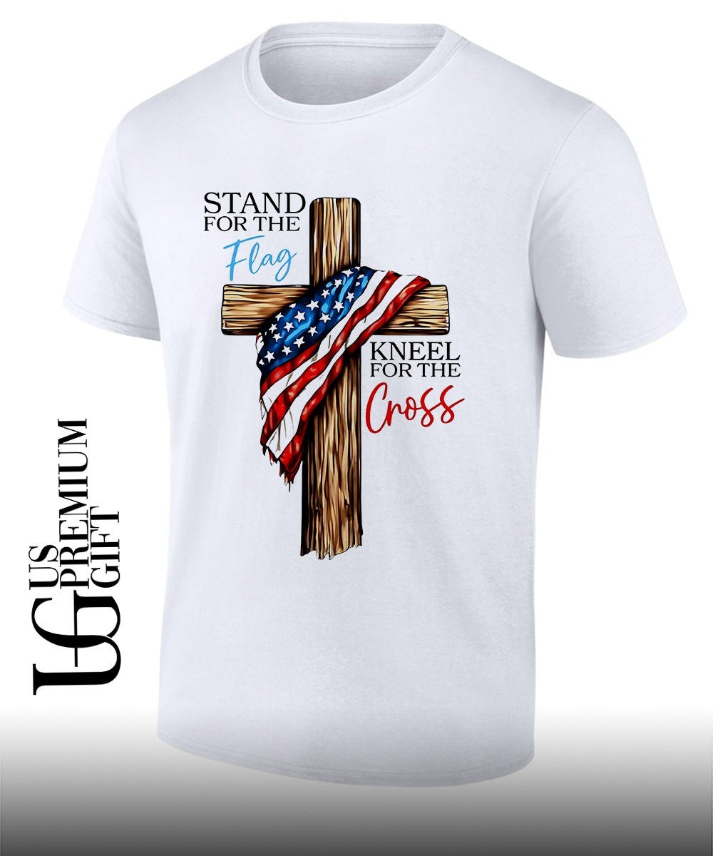 USA Patriotic Christian Stand for the Flag Kneel for the Cross shirt
