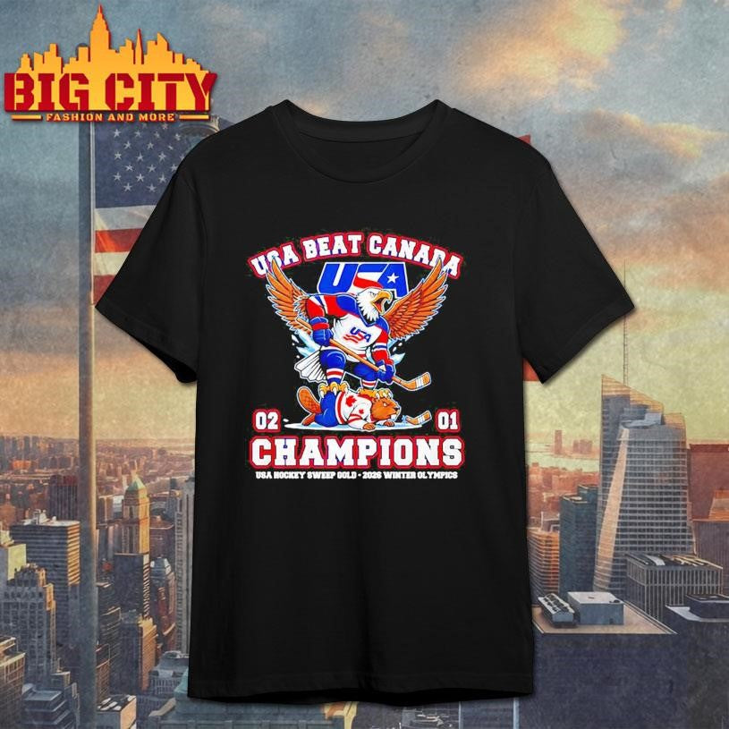 USA beat Canada 2-1 Champions USA Hockey Sweep Gold 2026 Winter Olympics Shirt