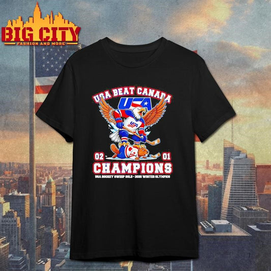 USA beat Canada 2-1 Champions USA Hockey Sweep Gold 2026 Winter Olympics Shirt