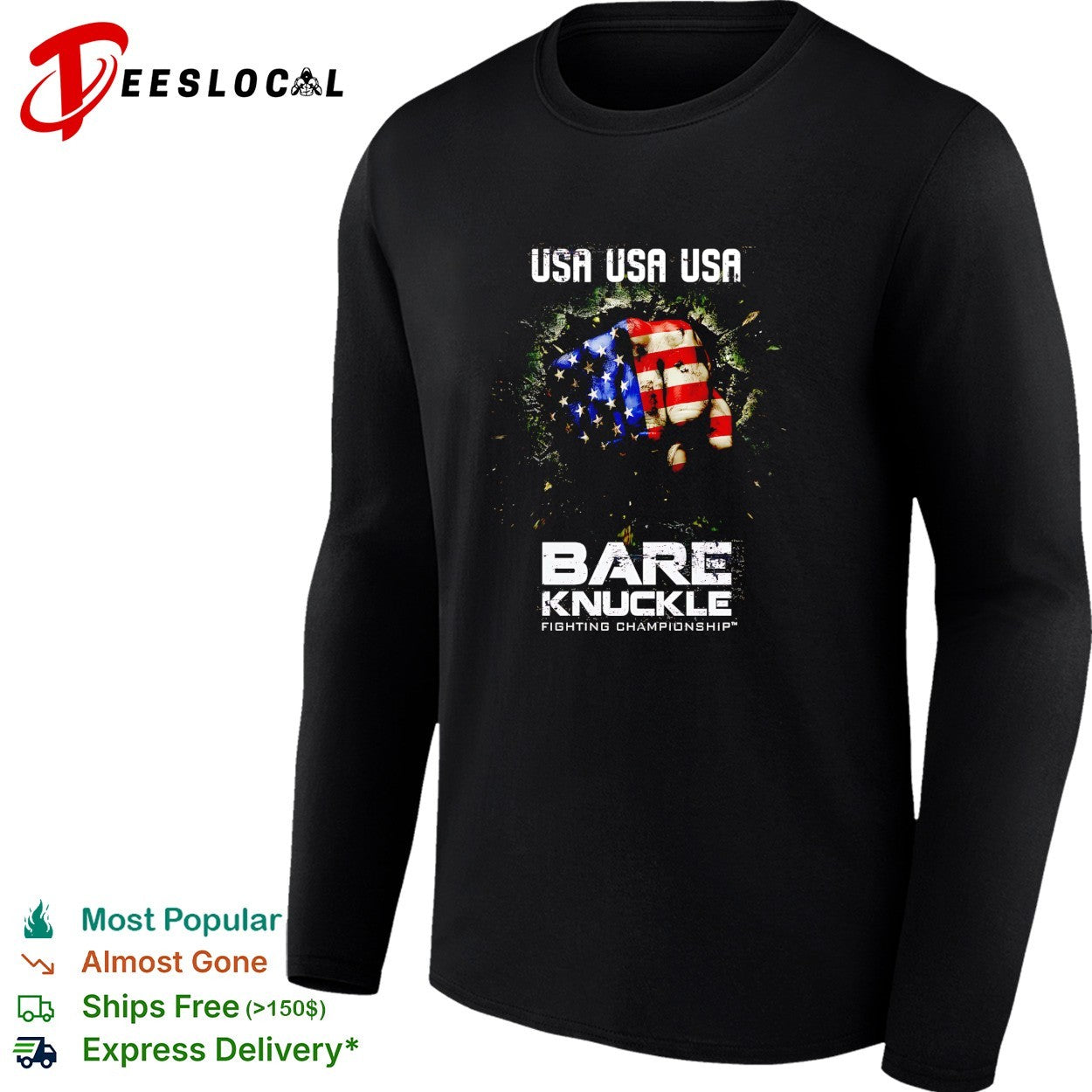 USA fist American flag bare knuckle fighting championship shirt