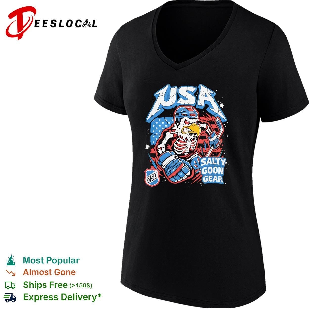 USA skeleton eagle 250 salty goon gear shirt