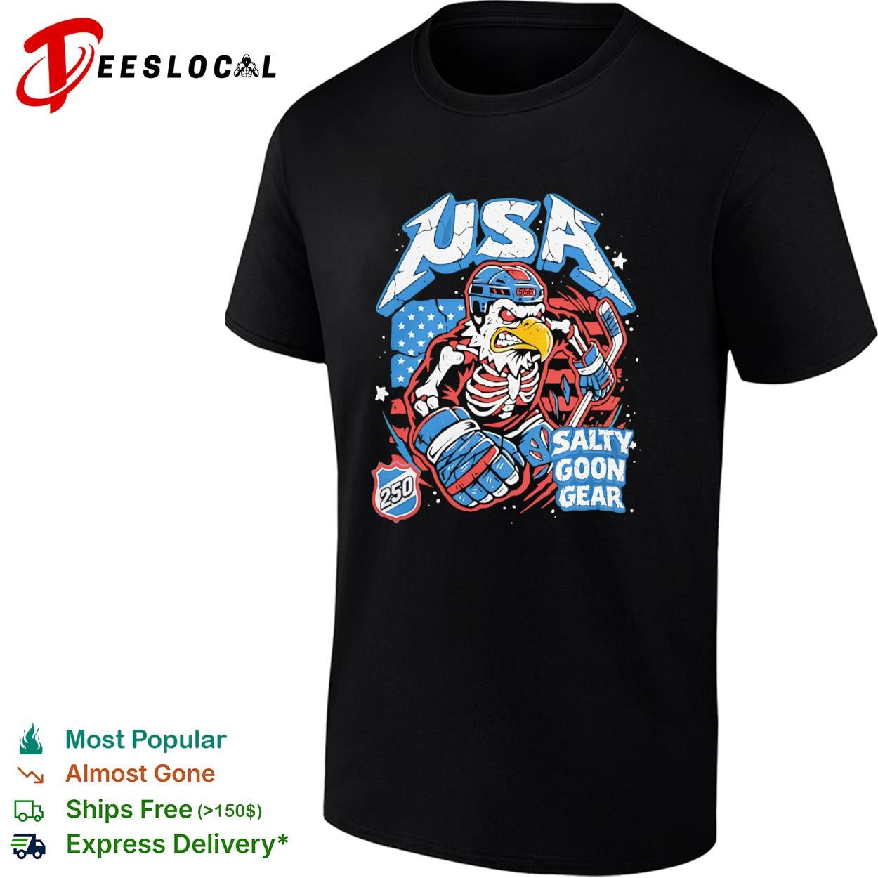 USA skeleton eagle 250 salty goon gear shirt
