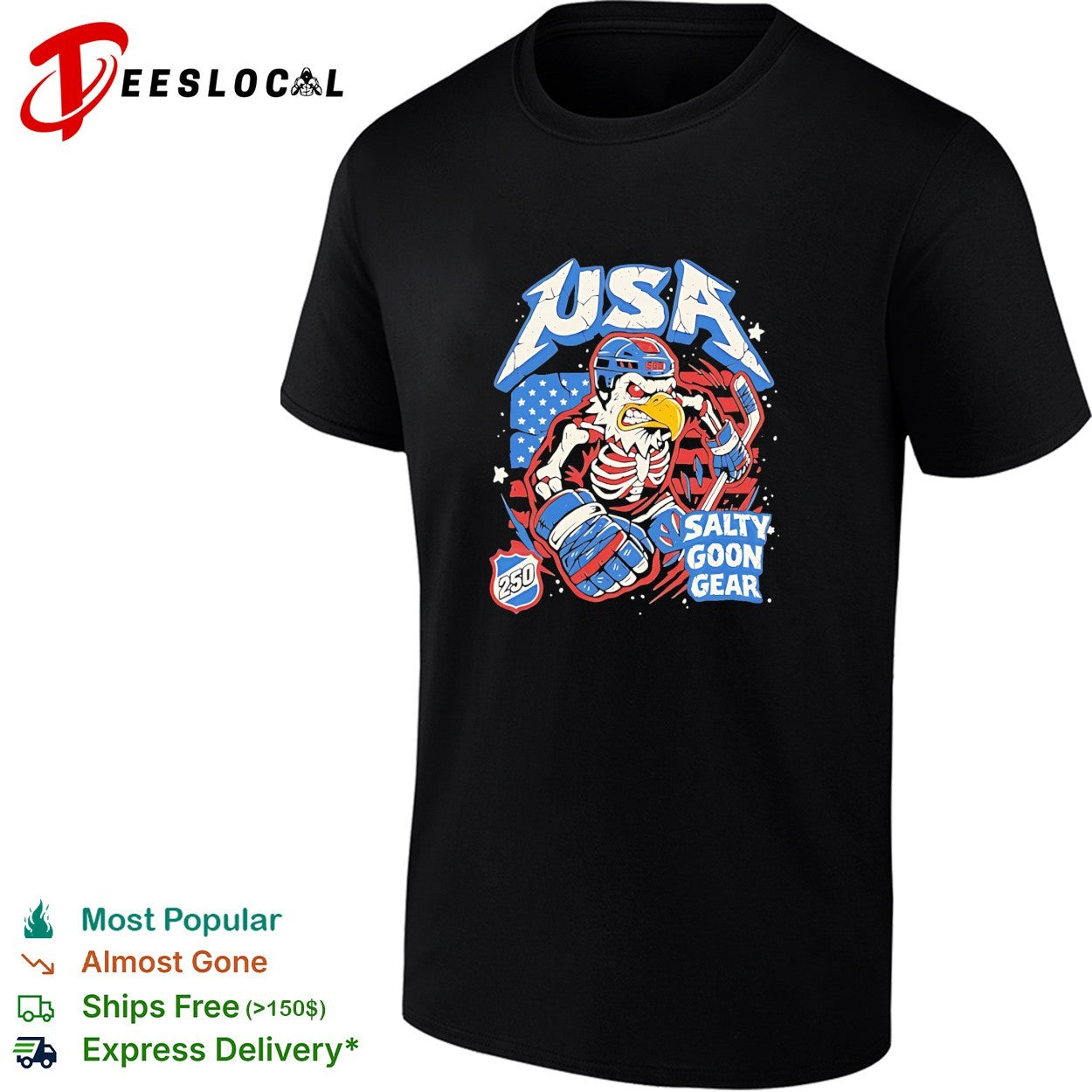USA skeleton eagle 250 salty goon gear vintage shirt