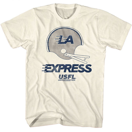 USFL - LA Express - American Classics - Solid Off-White Adult Short Sleeve T-Shirt - clothing by TeeHivey.com (Image 1)