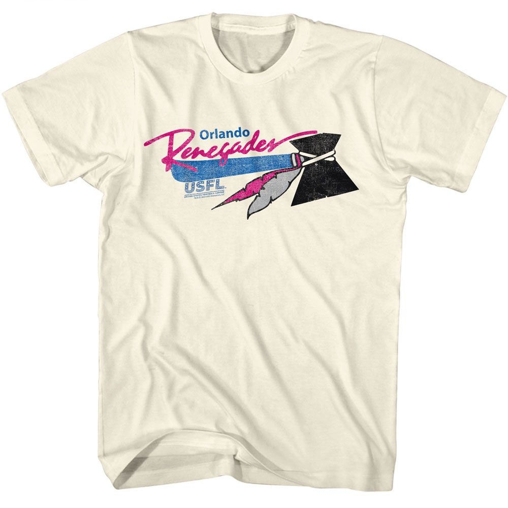 USFL - Renegades - American Classics - Solid Off-White Adult Short Sleeve T-Shirt - clothing by TeeHivey.com (Image 1)