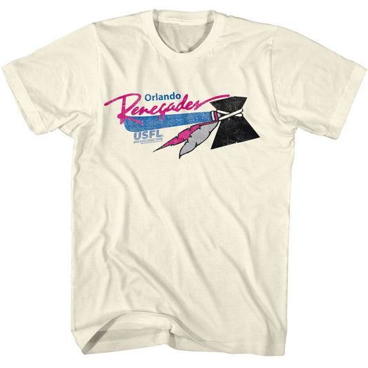 USFL - Renegades - American Classics - Solid Off-White Adult Short Sleeve T-Shirt - clothing by TeeHivey.com (Image 1)