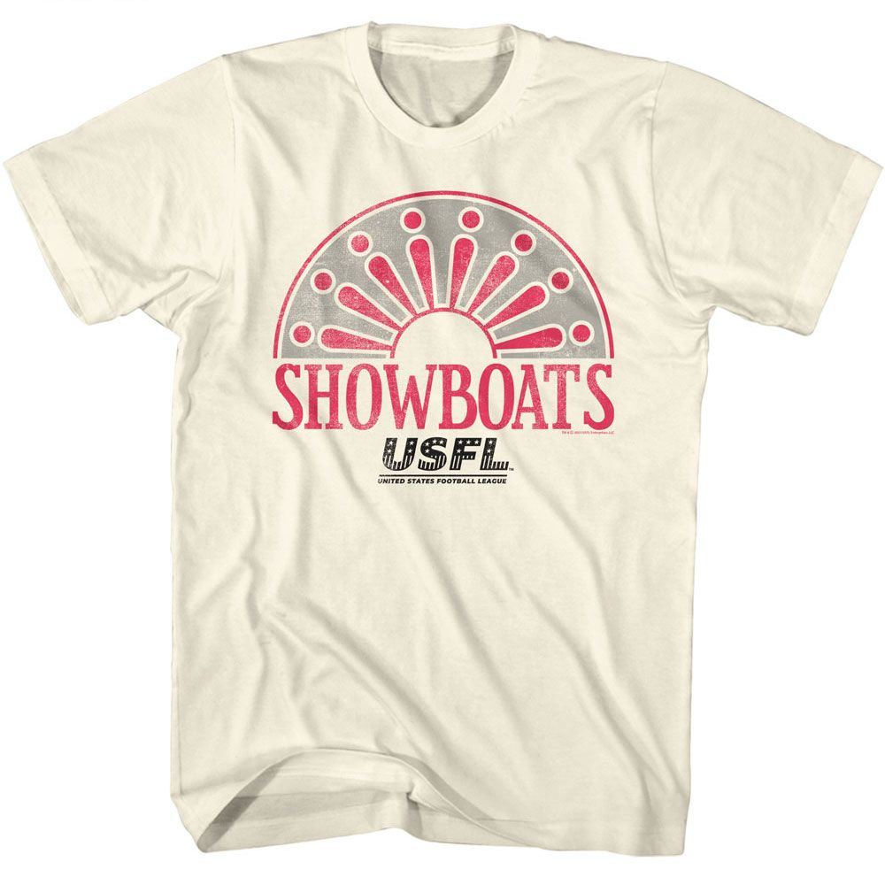 USFL - Showboats - American Classics - Solid Off-White Adult Short Sleeve T-Shirt - clothing by TeeHivey.com (Image 1)