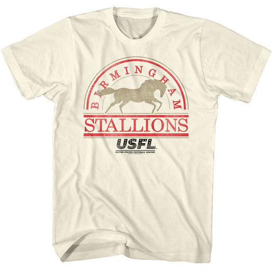 USFL - Stallions - American Classics - Solid Off-White Adult Short Sleeve T-Shirt - clothing by TeeHivey.com (Image 1)
