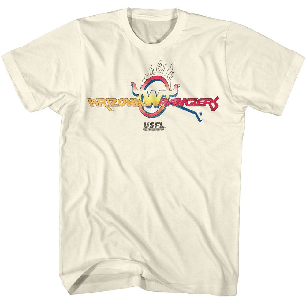 USFL - Arizona Wranglers - American Classics - Solid Off-White Adult Short Sleeve T-Shirt (Image 1)