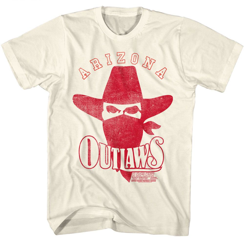 USFL - Outlaws - American Classics - Solid Off-White Adult Short Sleeve T-Shirt Style001 - clothing by TeeHivey.com (Image 1)