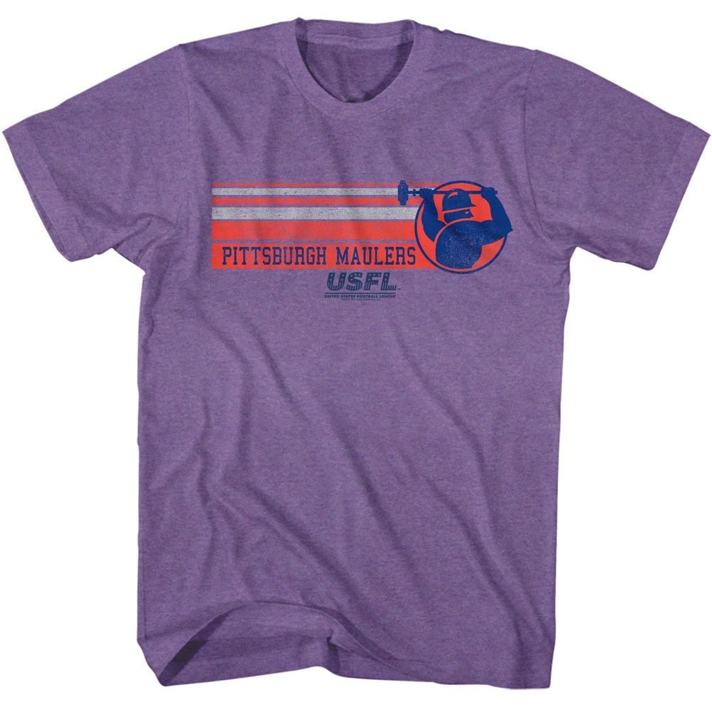 USFL - Pittsburgh Maulers - American Classics - Heather Purple Adult Short Sleeve T-Shirt (Image 1)