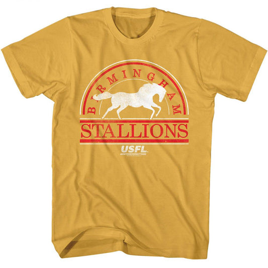 USFL - Stallions - American Classics - Solid Yellow Adult Short Sleeve T-Shirt - clothing by TeeHivey.com (Image 1)