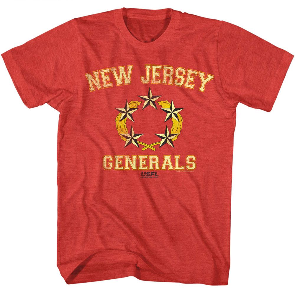 USFL - Generals - American Classics - Heather Red Adult Short Sleeve T-Shirt - clothing by TeeHivey.com (Image 1)