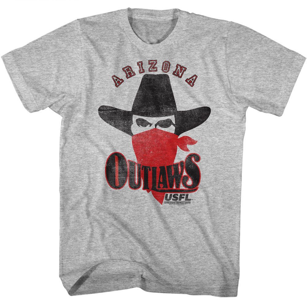 USFL - Sneaky Outlaw - American Classics - Heather Gray Adult Short Sleeve T-Shirt - clothing by TeeHivey.com (Image 1)