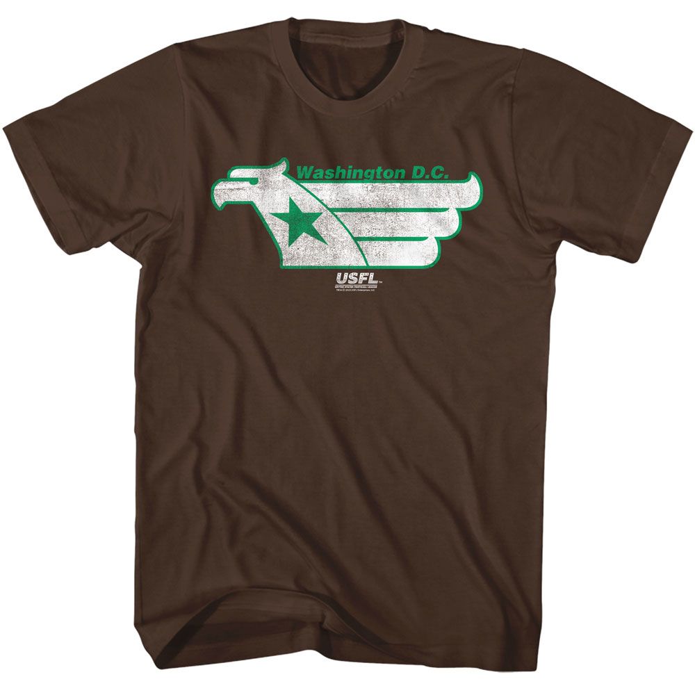 USFL - Sneaky Water Eagle - American Classics - Solid Brown Adult Short Sleeve T-Shirt - clothing by TeeHivey.com (Image 1)