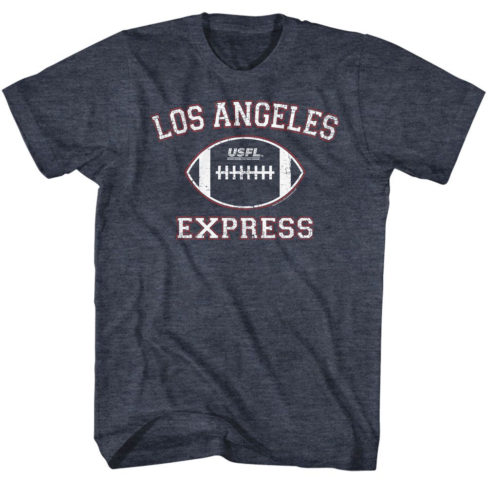 USFL - LA Express - American Classics - Heather Blue Adult Short Sleeve T-Shirt - clothing by TeeHivey.com (Image 1)