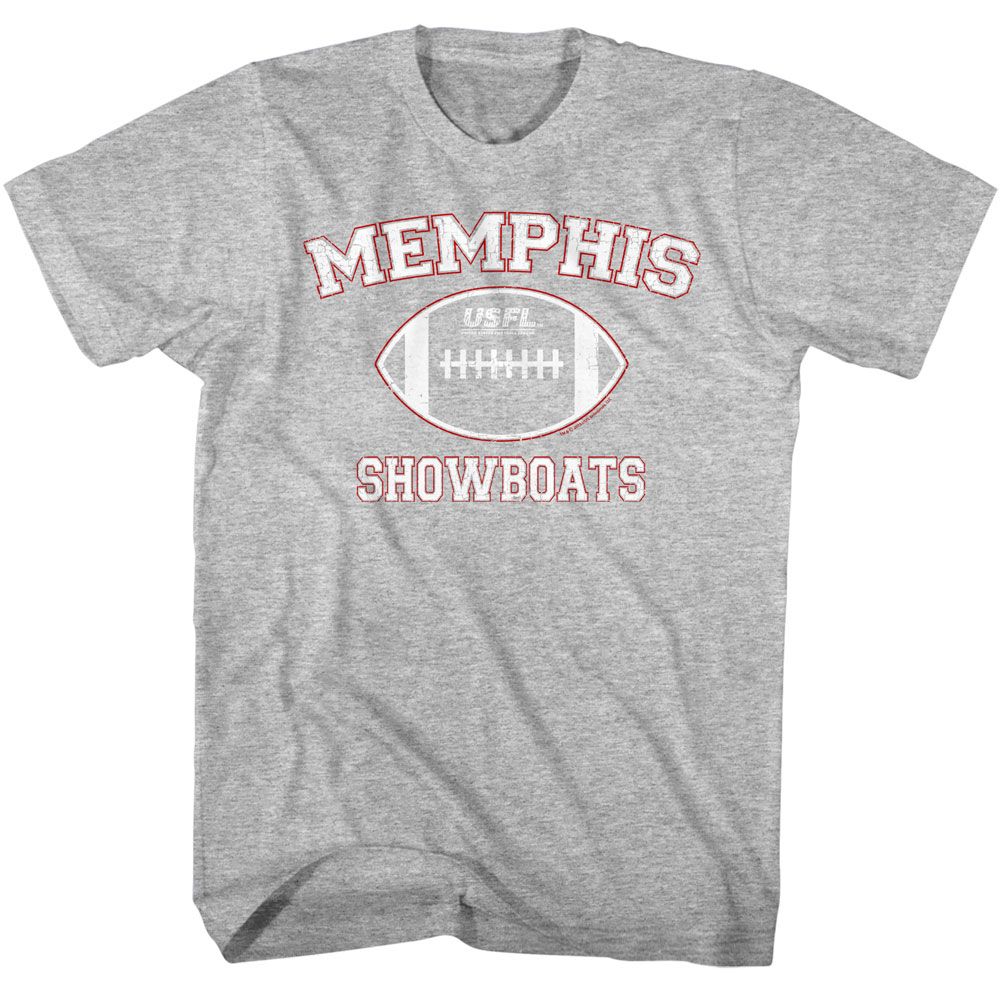 USFL - Memphis Showboats - American Classics - Heather Gray Adult Short Sleeve T-Shirt - clothing by TeeHivey.com (Image 1)