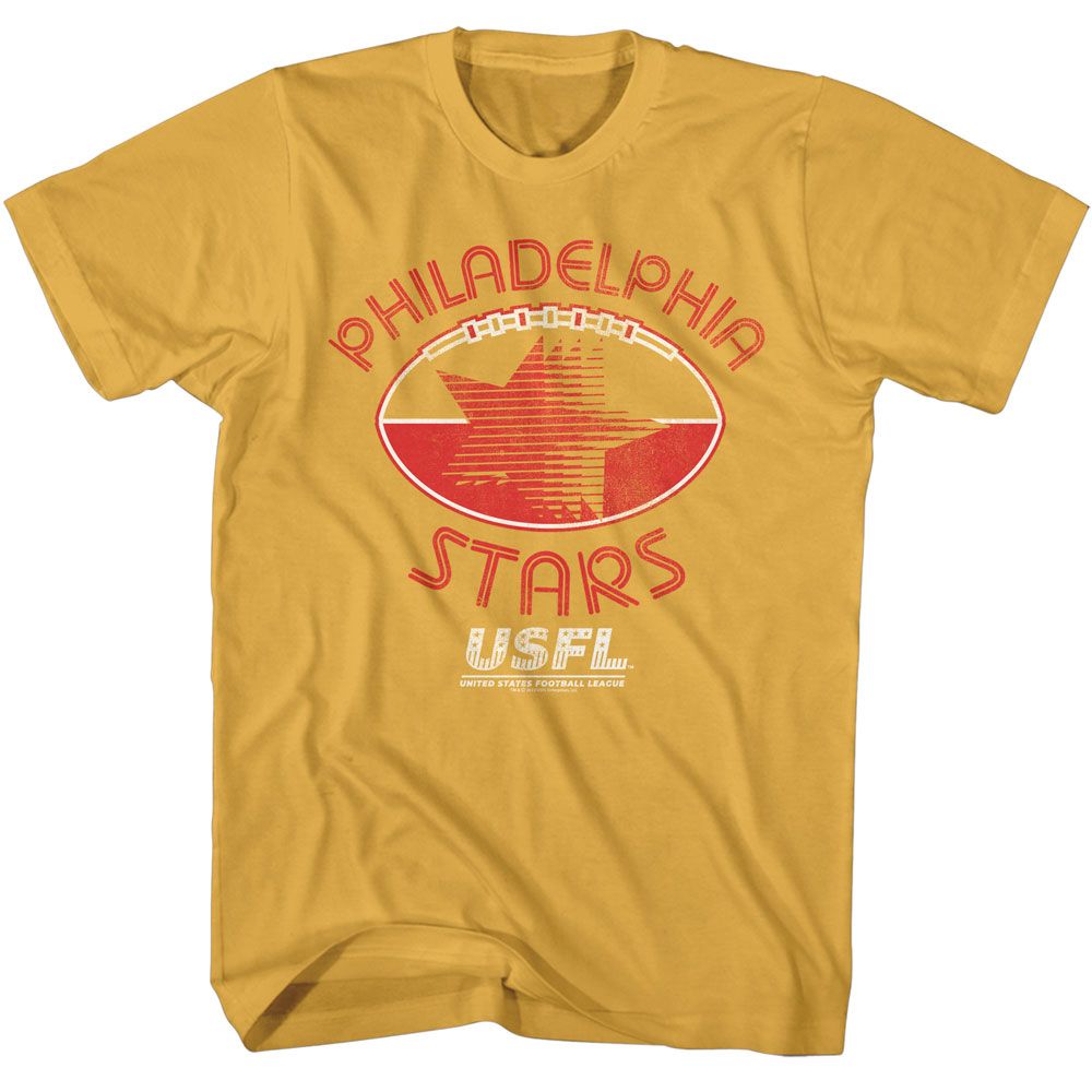 USFL - Starball - American Classics - Solid Yellow Adult Short Sleeve T-Shirt - clothing by TeeHivey.com (Image 1)