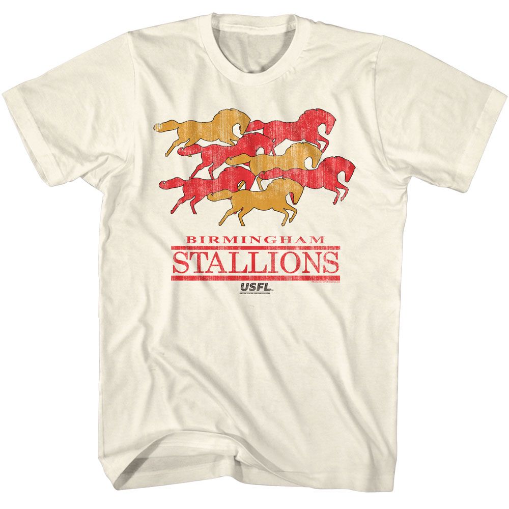 USFL - Wild Stallions - American Classics - Solid Off-White Adult Short Sleeve T-Shirt - clothing by TeeHivey.com (Image 1)