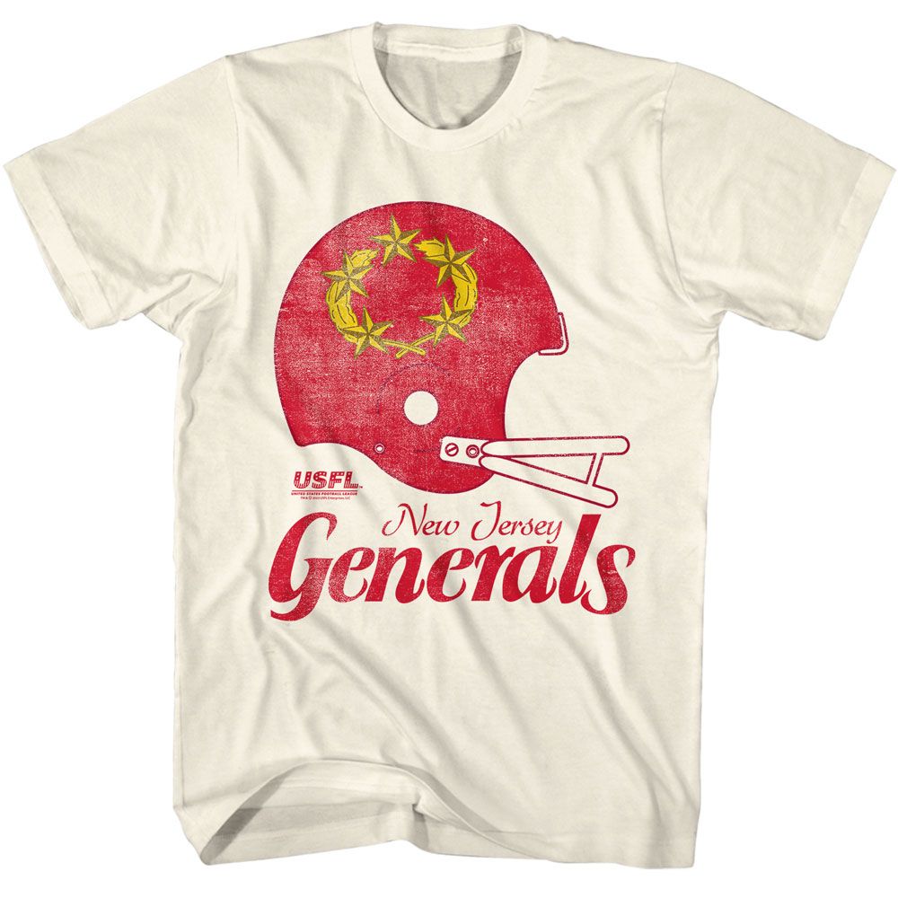 USFL - NJ Logo Tee - American Classics - Solid Off-White Adult Short Sleeve T-Shirt - clothing by TeeHivey.com (Image 1)
