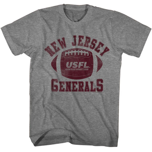 USFL - Generals - American Classics - Heather Gray Adult Short Sleeve T-Shirt - clothing by TeeHivey.com (Image 1)