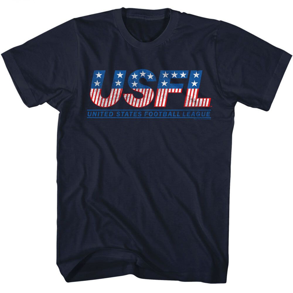 USFL - Logo - American Classics - Heather Blue Adult Short Sleeve T-Shirt - clothing by TeeHivey.com (Image 1)