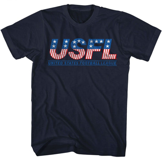 USFL - Logo - American Classics - Heather Blue Adult Short Sleeve T-Shirt - clothing by TeeHivey.com (Image 1)