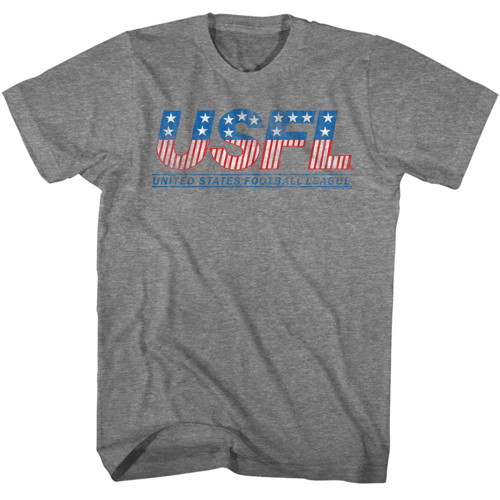 USFL - Logo - American Classics - Solid Gray Adult Short Sleeve T-Shirt - clothing by TeeHivey.com (Image 1)