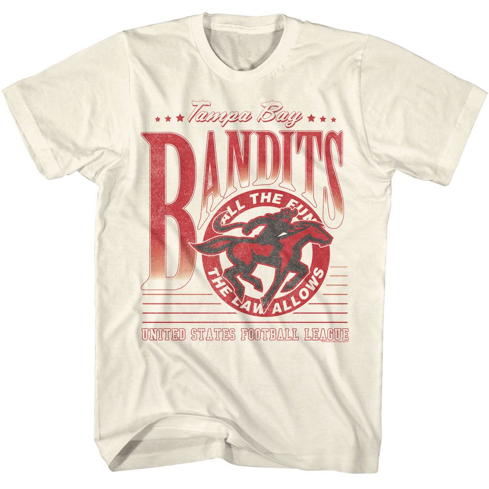 USFL Tampa Bay Bandits Natural Solid Adult Short Sleeve T-Shirt - clothing by TeeHivey.com (Image 1)