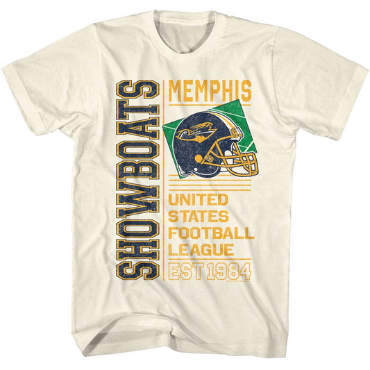 USFL - Showboats - American Classics - Solid Off-White Adult Short Sleeve T-Shirt Style001 (Image 1)