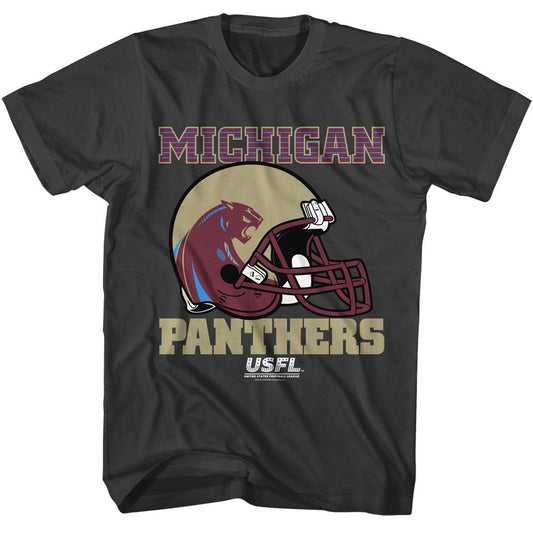 USFL - Panthers - Gray Front Print Short Sleeve Solid Adult T-Shirt - clothing by TeeHivey.com (Image 1)