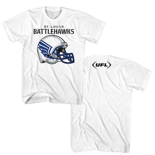 USFL - St Louis Battlehawks Helmet American Classics  Adult Short Sleeve T-Shirt - clothing by TeeHivey.com (Image 1)