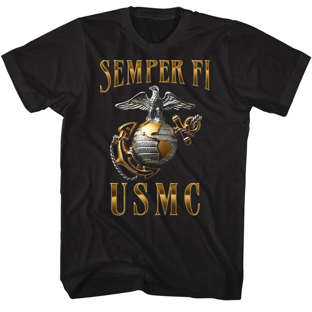 Marines - US Marines Semper Fi Metallic - Short Sleeve - Adult - T-Shirt - clothing by TeeHivey.com