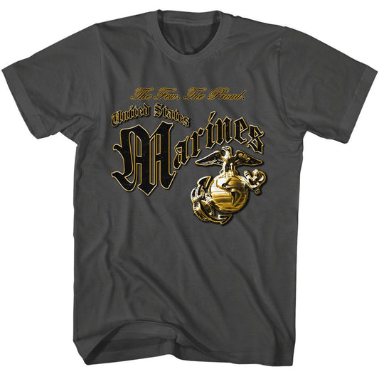 US Marines - Marines Few Proud Enlisted Logo - American Classics - Solid Gray Adult Short Sleeve T-Shirt (Image 1)