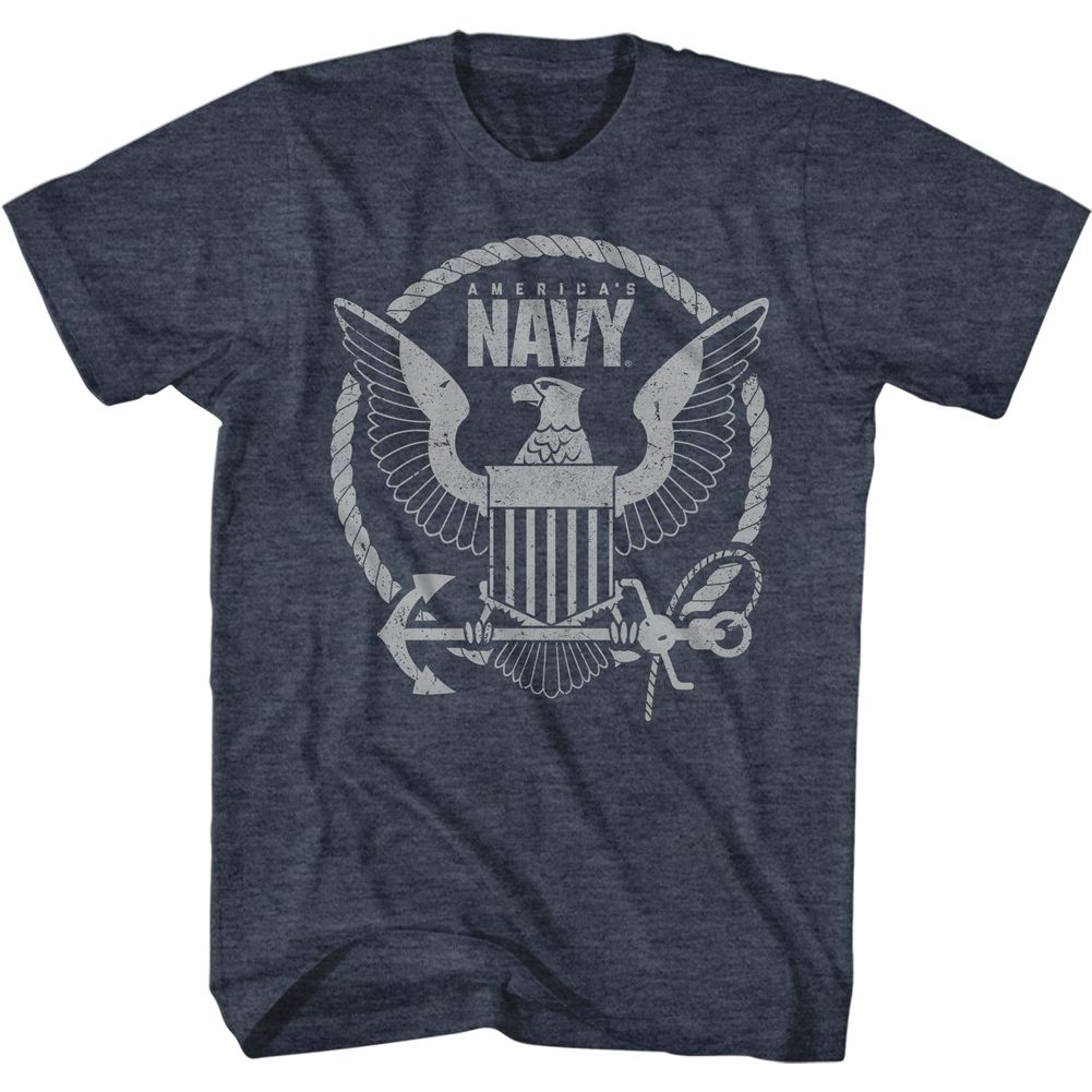 Navy - Eagle - Short Sleeve - Heather - Adult - T-Shirt - clothing by TeeHivey.com