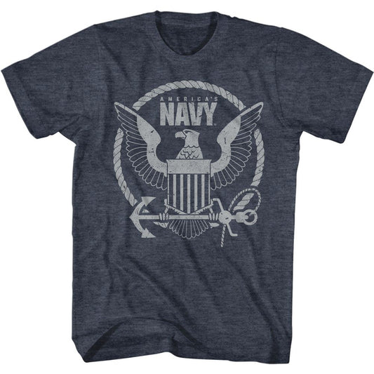 Navy - Eagle - Short Sleeve - Heather - Adult - T-Shirt - clothing by TeeHivey.com