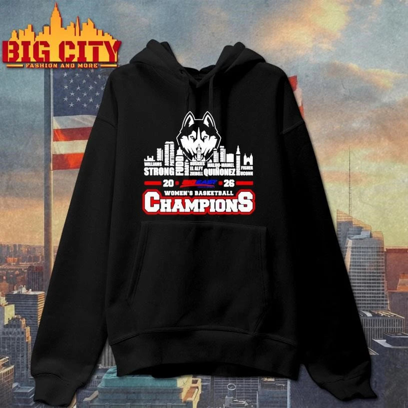 Uconn Huskies 2026 Big East Women’s Basketball Tournament Champions city skyline Shirt