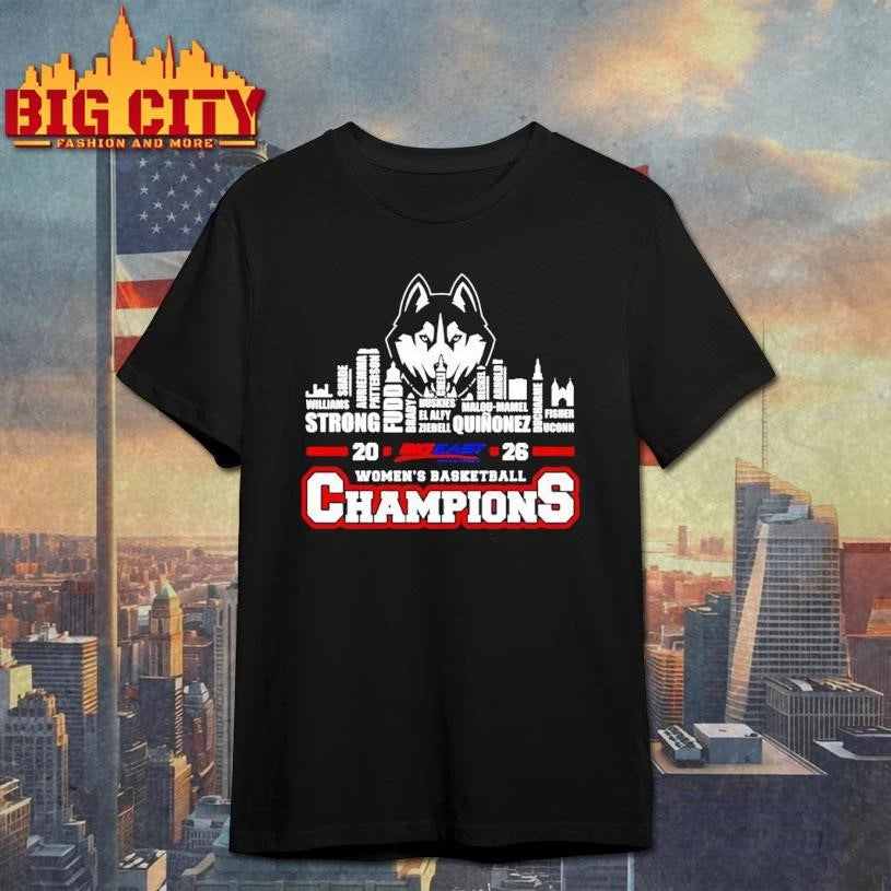 Uconn Huskies 2026 Big East Women’s Basketball Tournament Champions city skyline Shirt