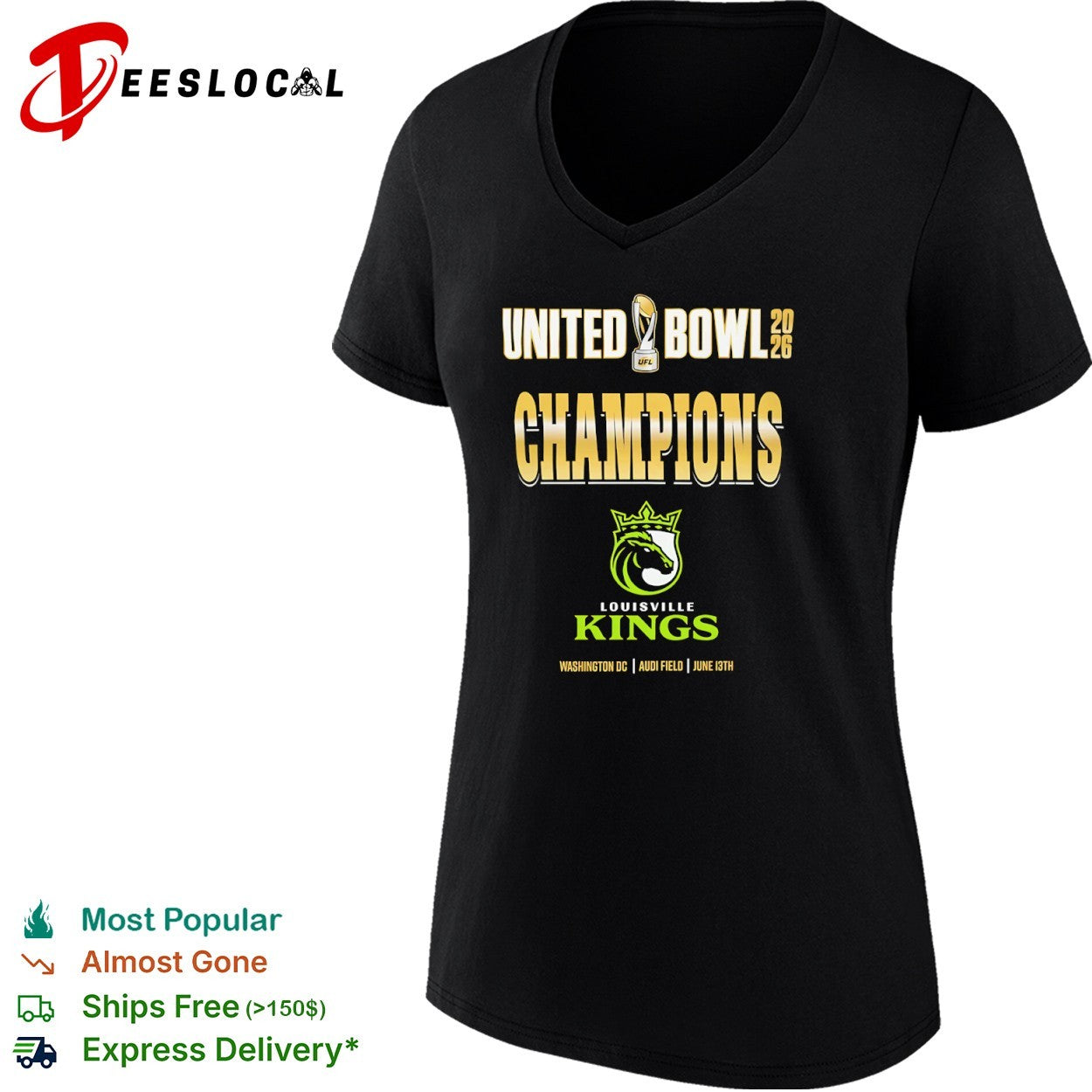 United Bowl 2026 Champions Louisville Kings Washington DC Audi Field June 13th shirt