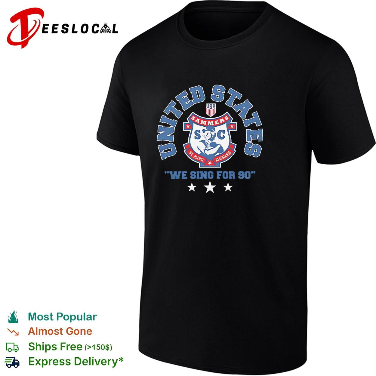 United States Sammers we sing for 90 soccer fan graphic shirt